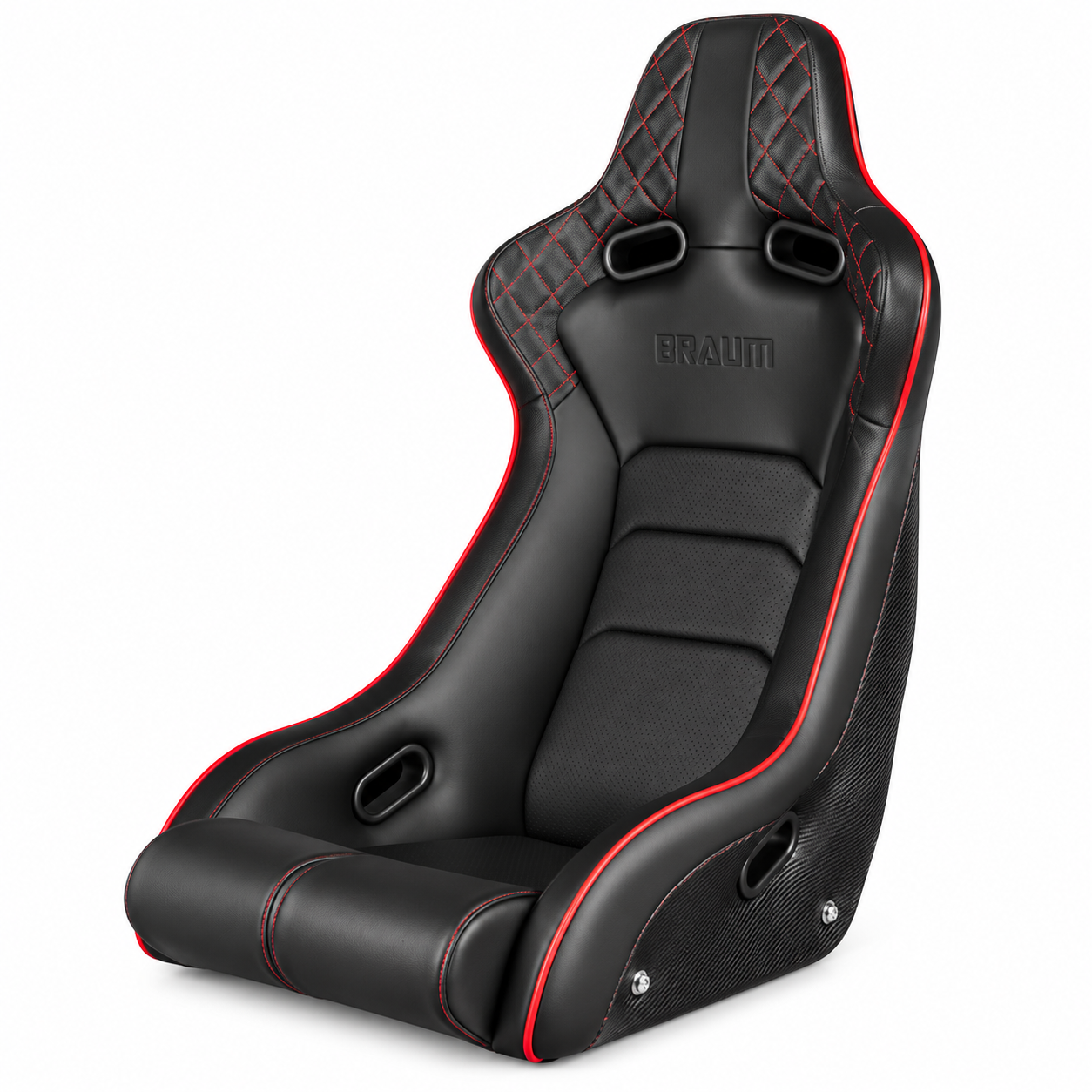 Braum Venom-X Black Leatherette with Diamond and Red Trim Fixed Back Bucket Seat
